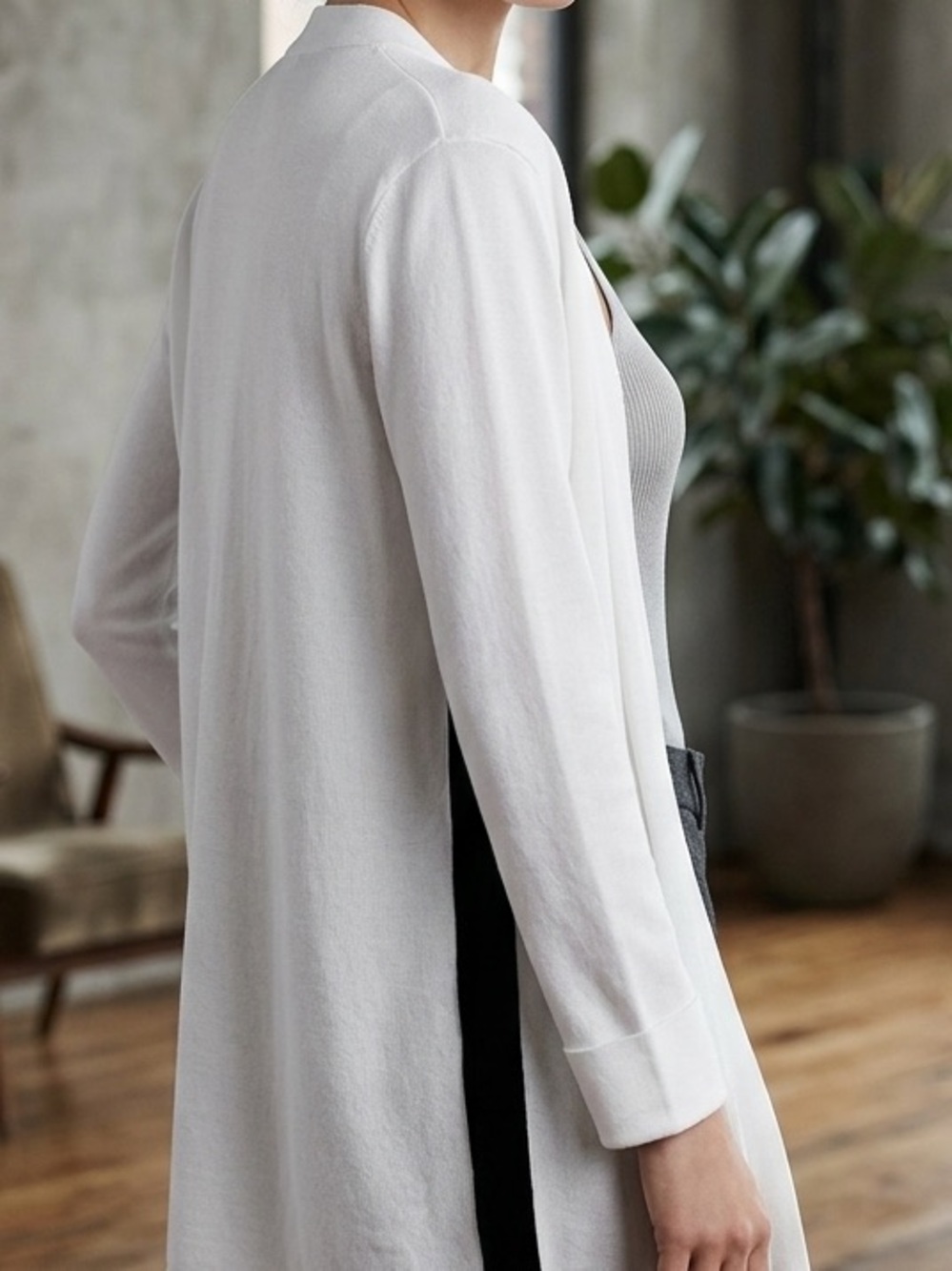 Joe Fresh Black Accent Open Front Cardigan